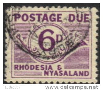 Rhodesia & Nyasaland - 1961 Postage Due 6d Used - Rhodesien & Nyasaland (1954-1963)