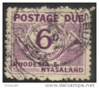 Rhodesia & Nyasaland - 1961 Postage Due 6d Used - Rhodesia & Nyasaland (1954-1963)
