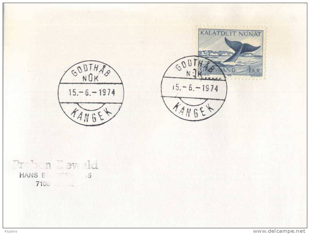 Greenland 1974 - Cover Cancelled "KANGEK" - Suboffice To Nuuk - Postmarks