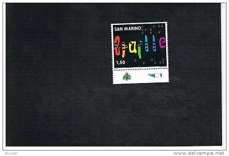 SAN MARINO - UNIF. 2234    -    2009    200^ ANNIV. LOUIS BRAILLE, INVENTORE ALFABETO PER  NON  VEDENTI -   NUOVI ** - Unused Stamps