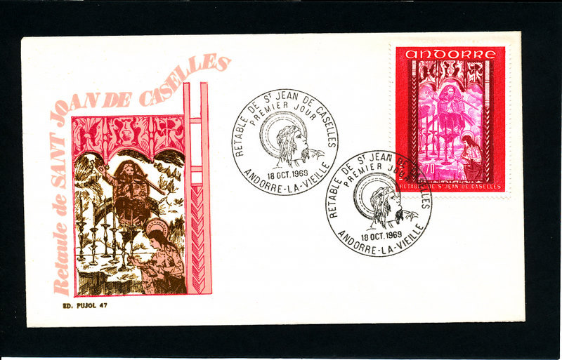 RETABLO DE LA IGLESIA DE SAN JUAN DE CASELLAS    Edifil 220    Año 1969    - MUY NUEVO - - FDC