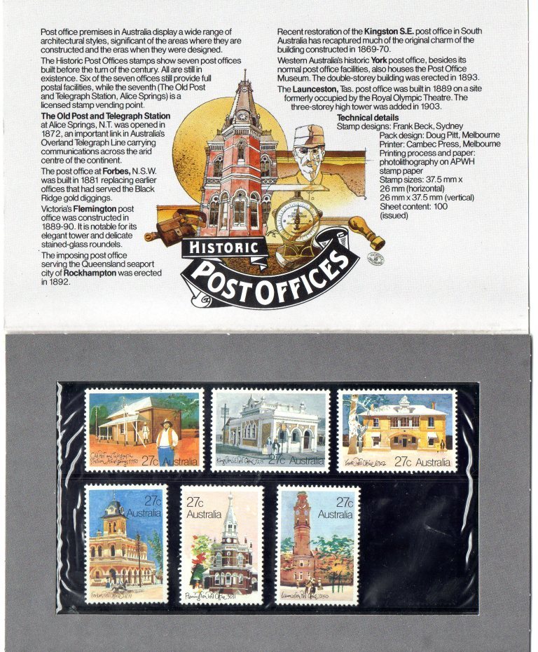 Australia 1982 Historic Post Offices Presentation Pack - See 2nd Scan - Mint Stamps