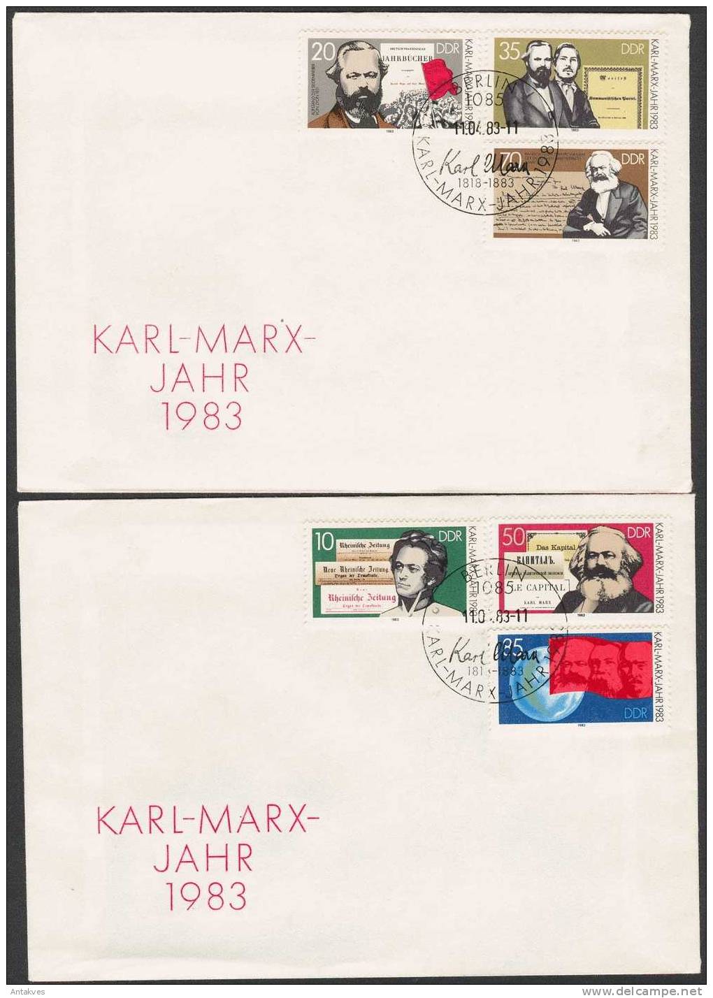 Democratic Republic Germany DDR 1983 Karl Marx 2 FDC - Karl Marx