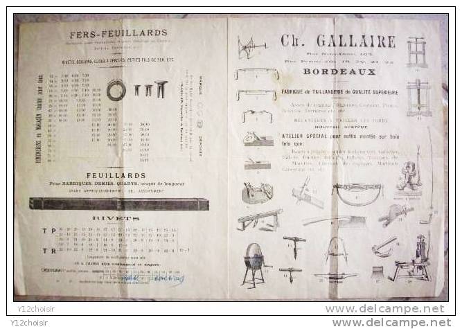 PUBLICITE ANCIENNE FERS QUINCAILLERIE FOURNITURES GENERALES DE CHAIS TONNELLERIE OUTILLAGE VINICOLE VIN BOISSONS - Material Y Accesorios