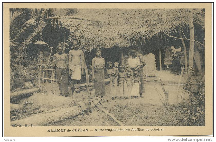 Hutte Singhalaise En Feuille De Cocotier Missions Oblats Famille Enfants - Sri Lanka (Ceylon)