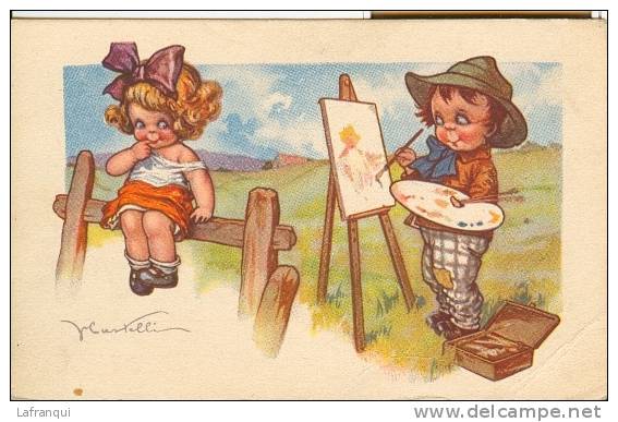 Illustrateurs- Ref B40 - Illustrateur  Castelli  - Enfants - Le Petit Peintre Peinture - - Castelli
