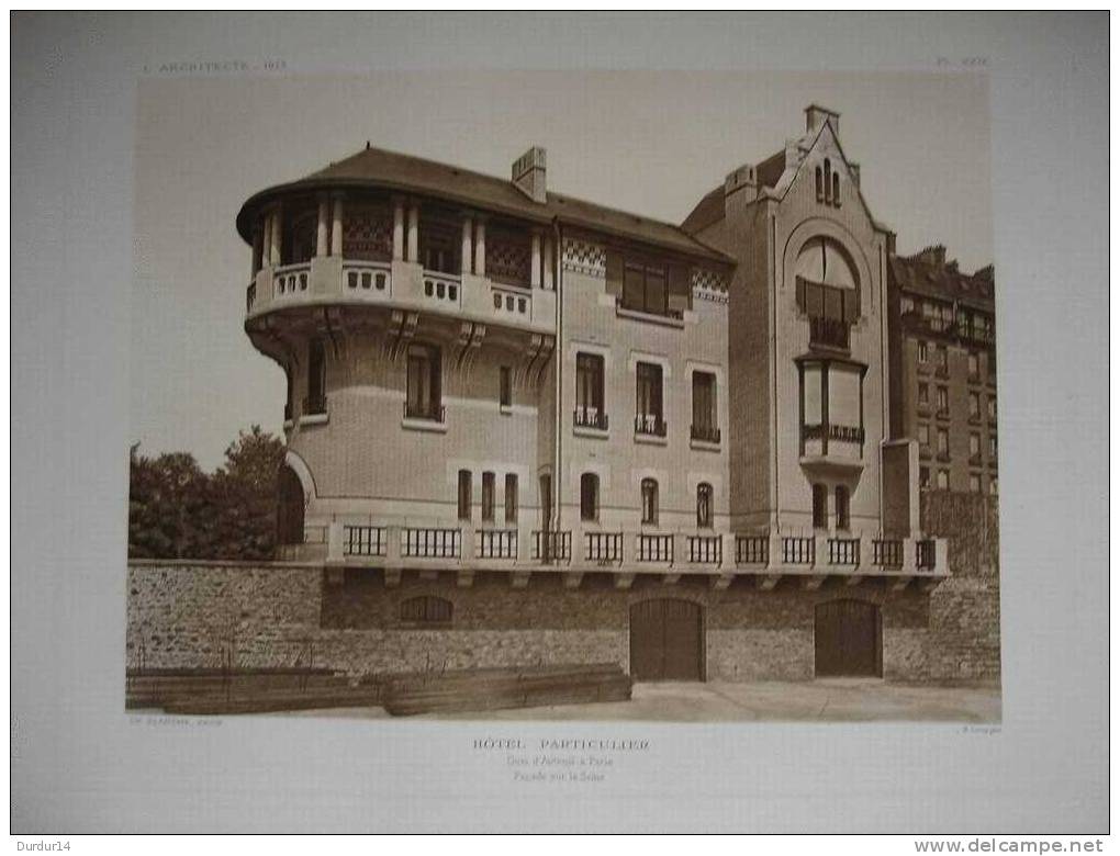 L´Architecture & Art 1913  /  HÔTEL Particulier à PARIS Quai D'Auteuil  / Façade Sur La Seine ( 16e Arrondissement XVI) - Architectuur