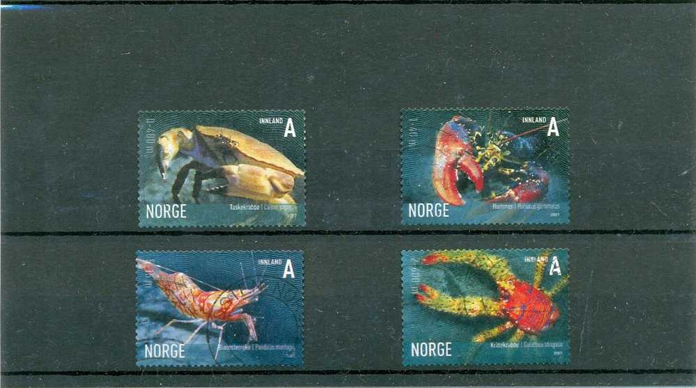 *N* 2007 NORVEGE Y & T N° 1569 à 1572 ( O )  Faune Marine. - 4 Valeurs - Crustacés. - Gebraucht