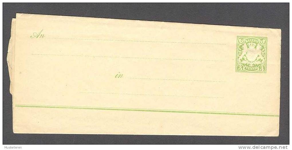 Bayern Postal Stationery Ganzsache Entier Streifband 3 Pf. Waffen Arms - Postal  Stationery