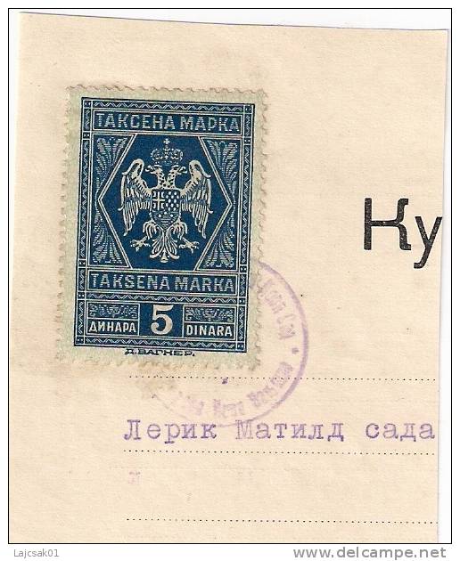Yugoslavia Revenue Stamp On Paper - Gebruikt