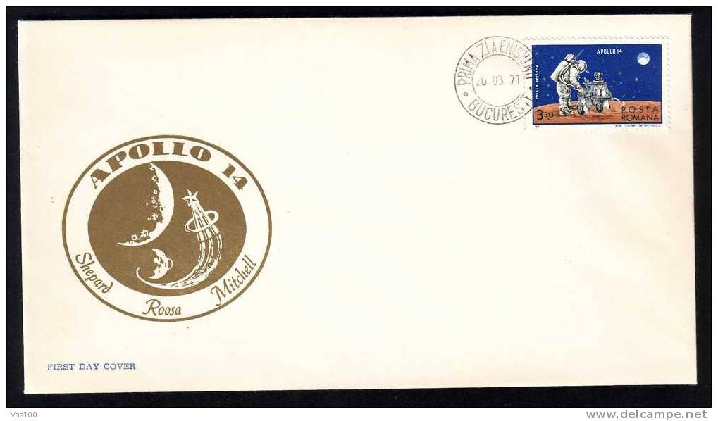 Romania 1971 FDC 1 COVER, APOLLO 14. - Europe