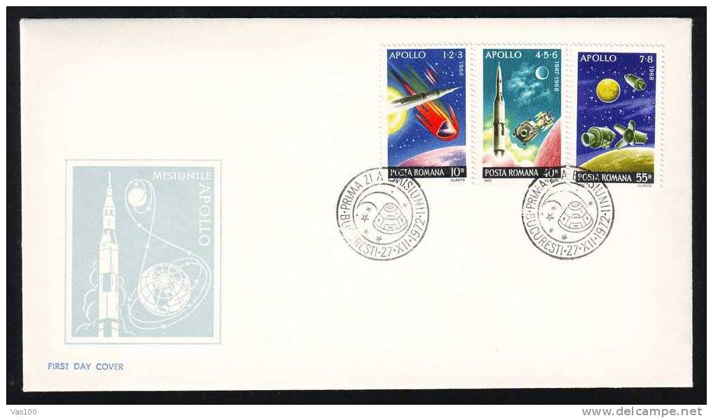 Romania 1972 FDC 3 COVER, APOLLO 1-14 FULL SET. - Europe