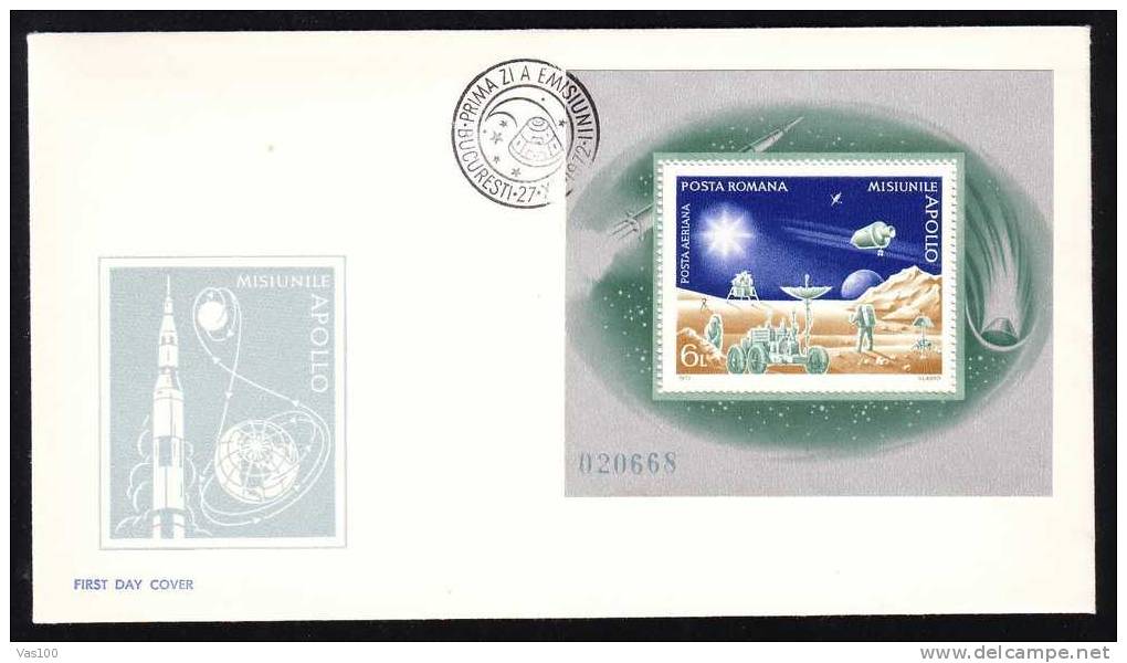 Romania 1972 FDC COVER, APOLLO BLOCK. - Europe