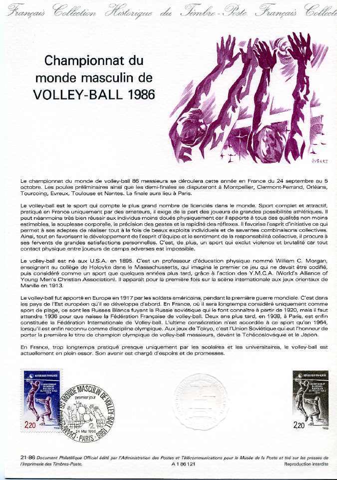 Doc 21-86  Championnat Du Monde De Volleyball 1986  YT# 2420 - Volleybal