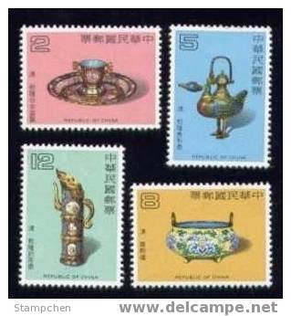 1982 Ancient Chinese Art Treasures Stamps - Enamel Cloisonne Teapot Bird - Porcelaine
