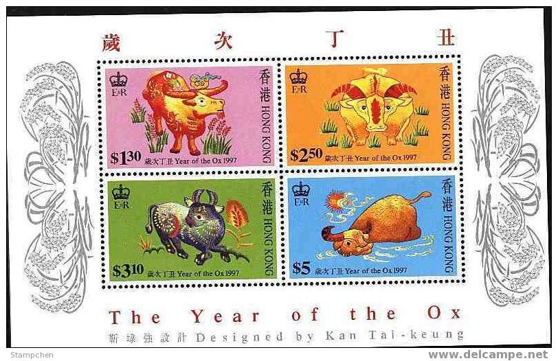 Hong Kong 1997 Year Of The Ox Stamps S/s Zodiac Chinese New Year Cow - Chines. Neujahr