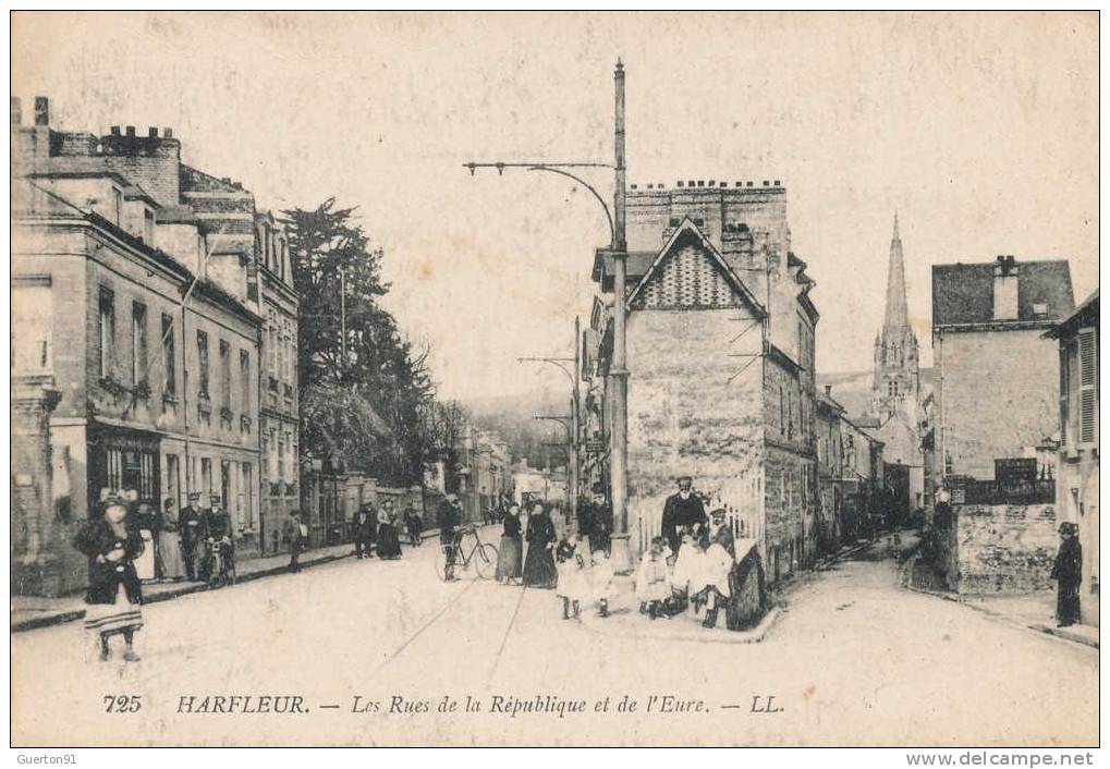 CPA  (76)  HARFLEUR     Les Rues De La République Et De L'Eure - Harfleur