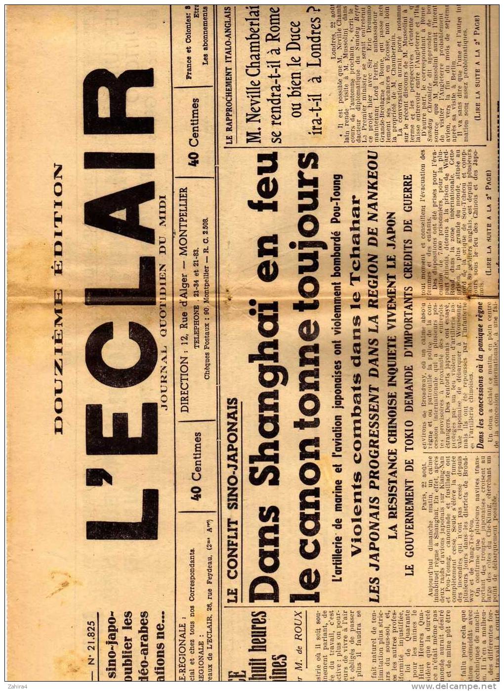 1 Et 2em Page De L´ECLAIR - Aviation - Istres-Damas-Paris - Arrivee Au Bourget- 5 Du 5ém Avion - Autres & Non Classés