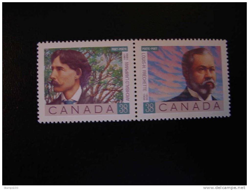 CANADA, 1989, SCOTT 1243 / 44a , CANADIAN POETS,  MNH** (043001) - Unused Stamps