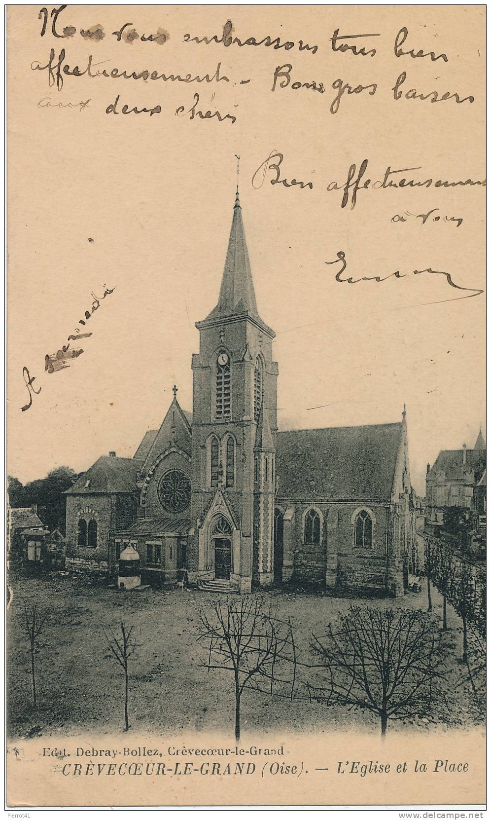 L'Église Et La Place - Crevecoeur Le Grand