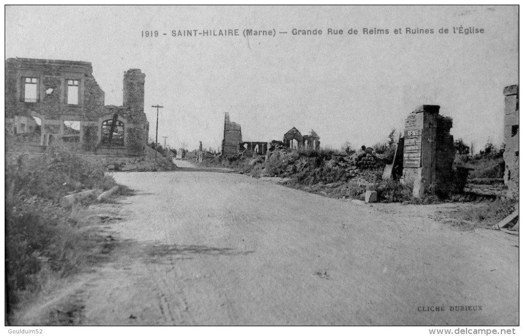 Saint Hilaire : Grande Rue De Reims Et Ruines De L´église - Autres & Non Classés