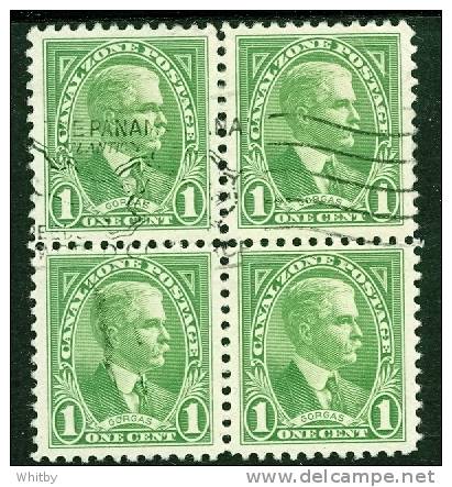 1928 1 Cent Canal Zone William Gorgas #105a Block Of 4, Slogan Cancel - Zona Del Canale / Canal Zone