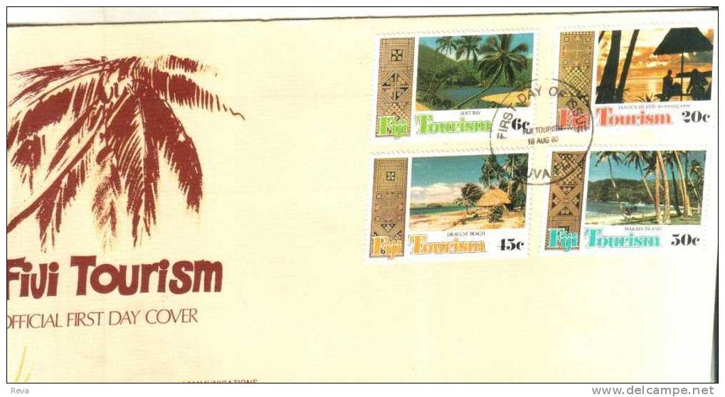 FIJI ISLANDS FDC TOURISM LANDSCAPES SUNSET SET OF 4 STAMPS DATED 18-08-1980 CTO SG? READ DESCRIPTION !! - Fiji (1970-...)