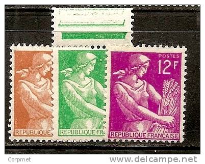 FRANCE - 1957  Type Moissonneuse - Yvert # 1115/1116 - * MINT (LH) - # 1115A ** MINT NH - 1957-1959 Moissonneuse