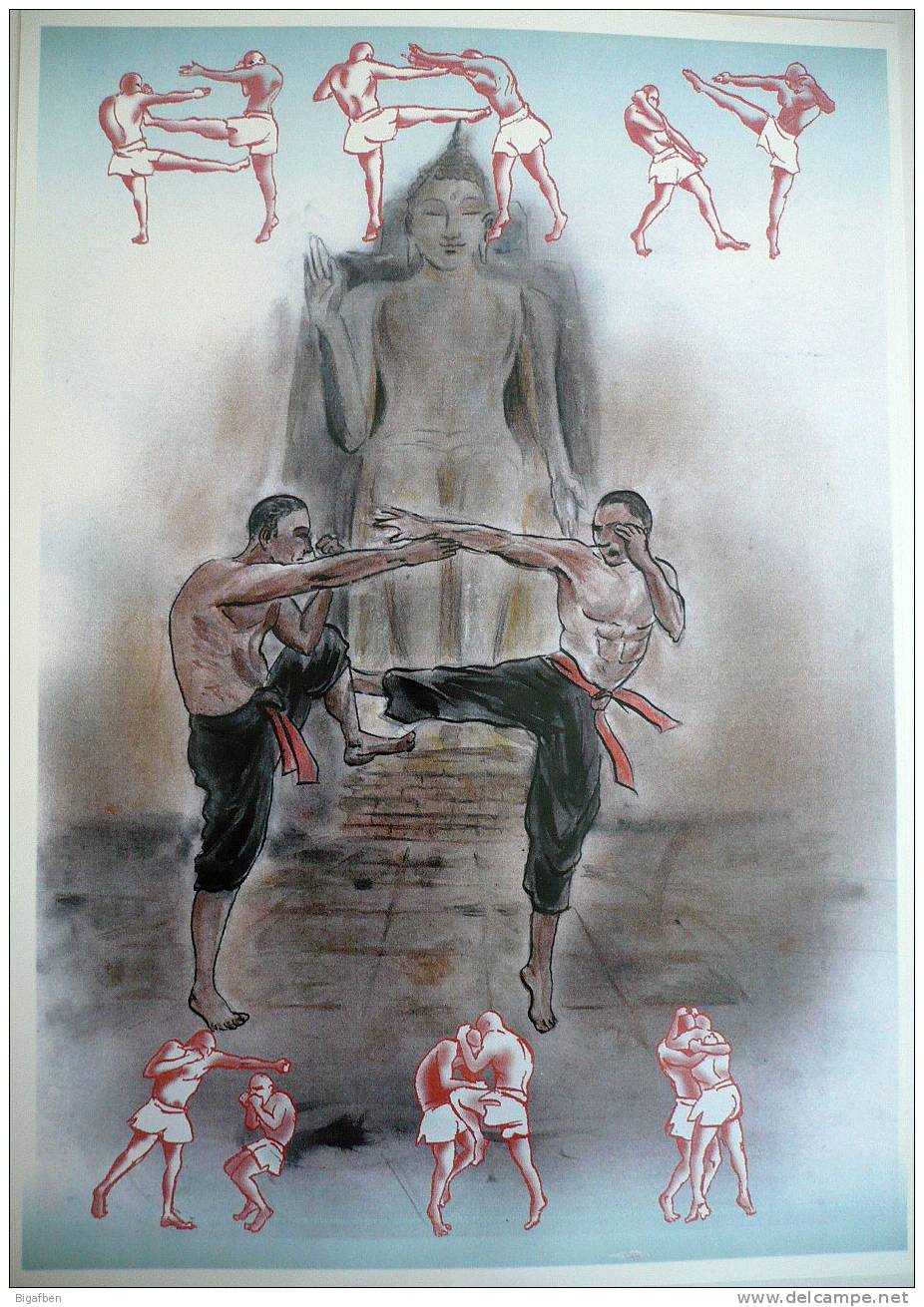 AFFICHE SIGNÉE ! : MUAY THAI / Format A3 Couché 180 Gr/ BD LHOOQ (2001) / TBE - Affiches & Offsets