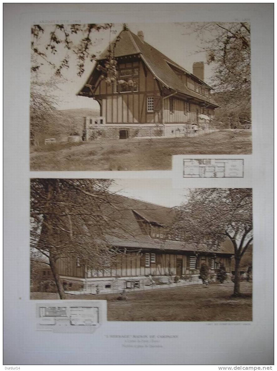 L´Architecture & Art 1913  /  " L'HERBAGE " Maison De Campagne à LYONS-la-FORET ( Eure) Façades Et Plans De L'Habitation - Architectuur