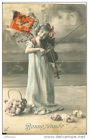 Themes - Ref C464- Instrument De Musique - Fillette Jouant Du Violon- Theme Violons -enfants - Music And Musicians