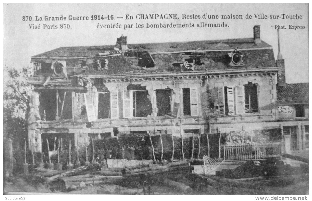 Restes D´une Maison De Ville Sur Tourbe éventrée Par Les Bombardements Allemands - Ville-sur-Tourbe
