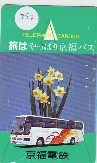 Télécarte Japon *  (757)  * Japan Phonecard *  BUS  *  Auto *  Car *  Voitures *  Telefonkarte * Fleures * Narcis - Auto's