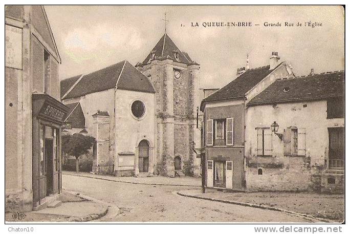 LA QUEUE-EN-BRIE - Grande Rue De L'Eglise (Epicerie En Premier Plan) - Bon état - La Queue En Brie