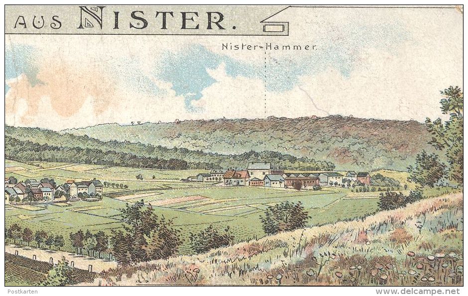 ALTE LITHO POSTKARTE GRUSS AUS NISTER HACHENBURG NISTER-HAMMER Stempel Feldpost Postmark Crefeld Cpa Postcard AK - Hachenburg