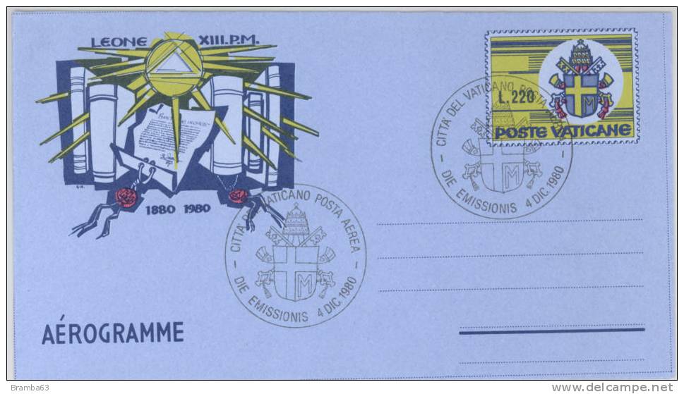 Vaticano 1980 AEROGRAMMA Nuovo - ARCHIVIO SEGRETO - FDC Annullo Primo Giorno Di Emissione 04/12/1980 - Interi Postali