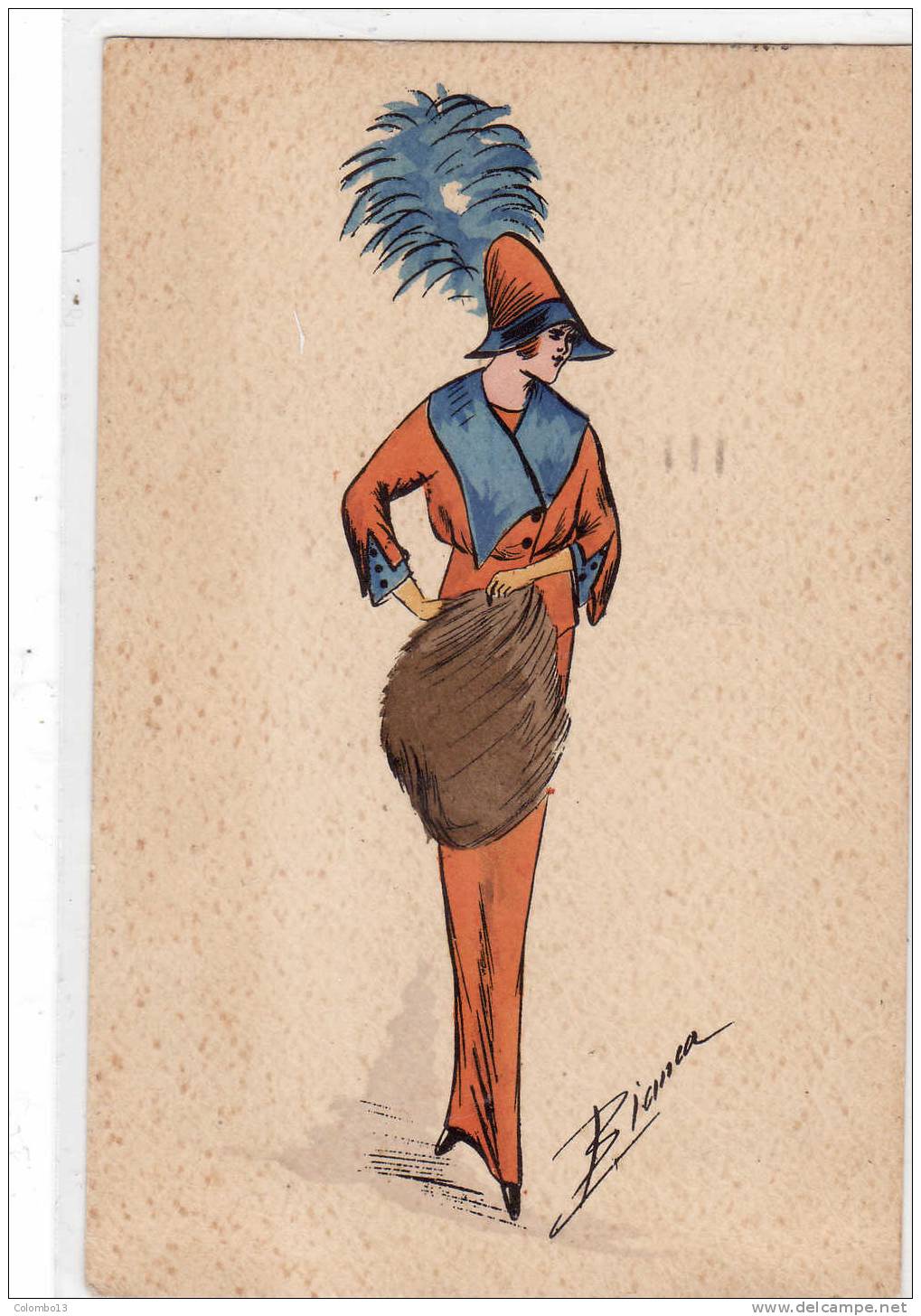 ILLUSTRATEUR BIANCA FEMME AU CHAPEAU MODE NO 2 - Autres & Non Classés