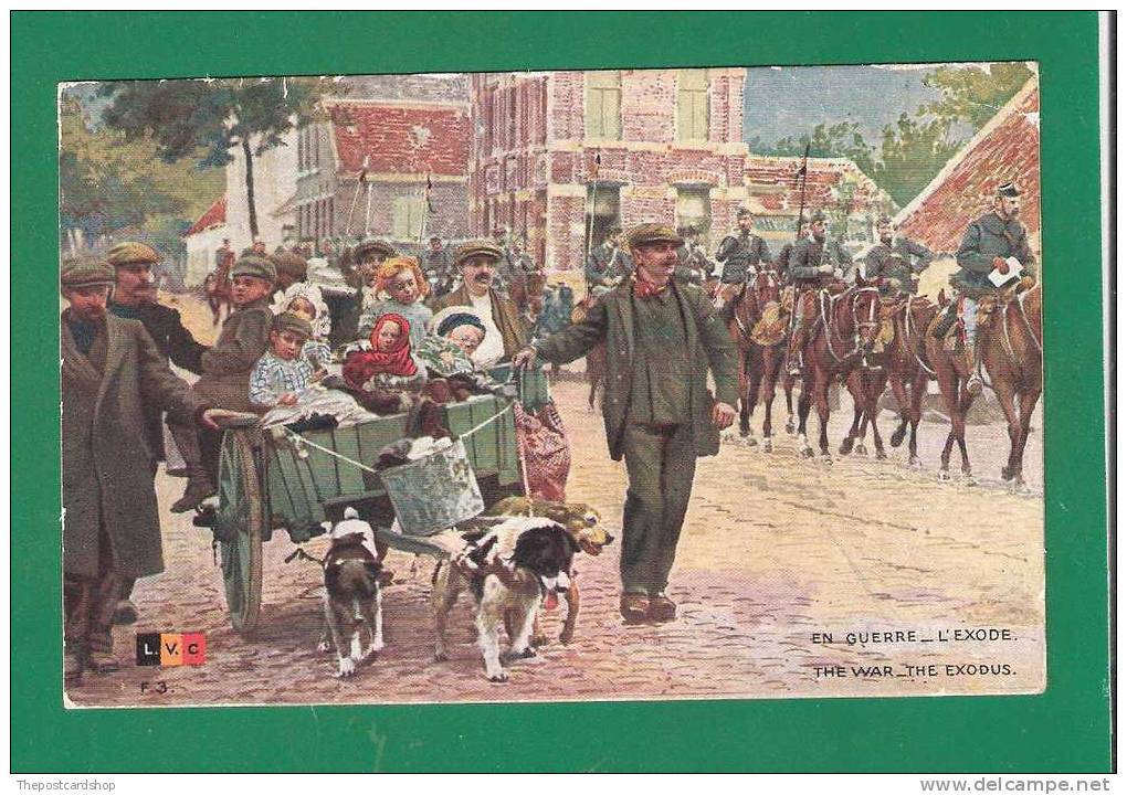 EN GUERRE L'EXODE Hondenkar Attelage De Chien Melkvente  DOG CART CHIEN MILITARY POSTMARK CENSOR FIELD POST OFFICE 112 - War 1914-18