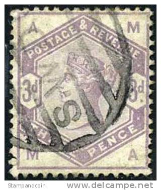 Great Britain #102 (SG #191) Used 3p Lilac Victoria From 1884 - Oblitérés