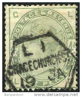 Great Britain #103 (SG #192) Used 4p Green Victoria From 1884 - Oblitérés
