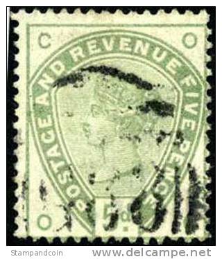 Great Britain #104 (SG #193) Used 5p Green Victoria From 1884 - Oblitérés