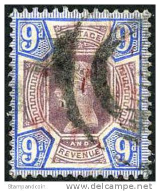 Great Britain #120 (SG #209) Used 9p Blue & Lilac Victoria From 1887 - Used Stamps