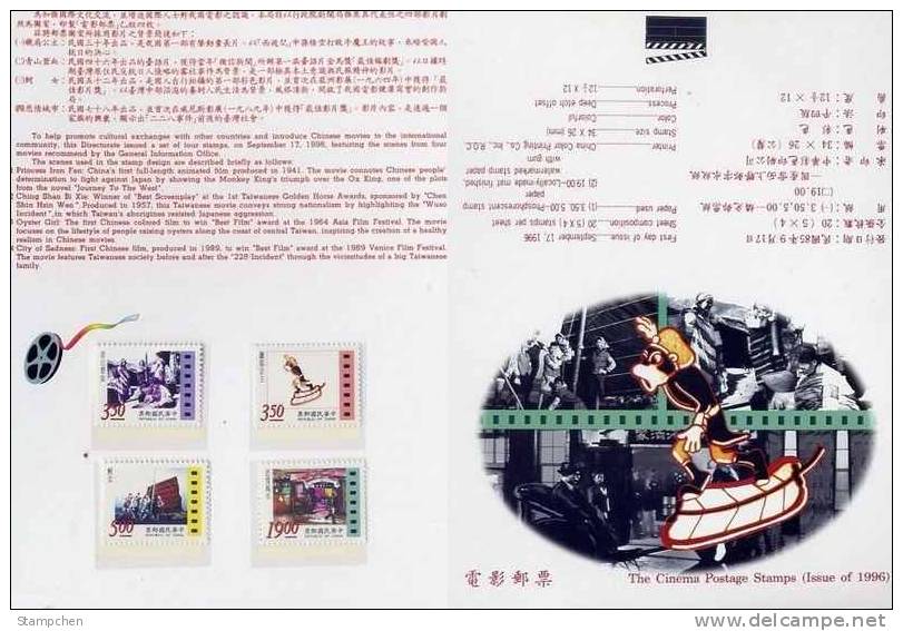 Folder 1996 Cinema Stamps Monkey Ox Aboriginal Ship Film Fan Oyster Movie - Vaches