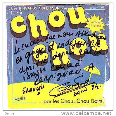 LES CHOU CHOU BOYS    DISQUE DE RADIO DEDICACE - Handtekening