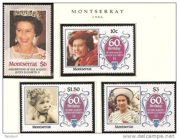 MONTSERRAT - 1986 QE II's 60th Birthday. Scott 600-3. MNH ** - Montserrat