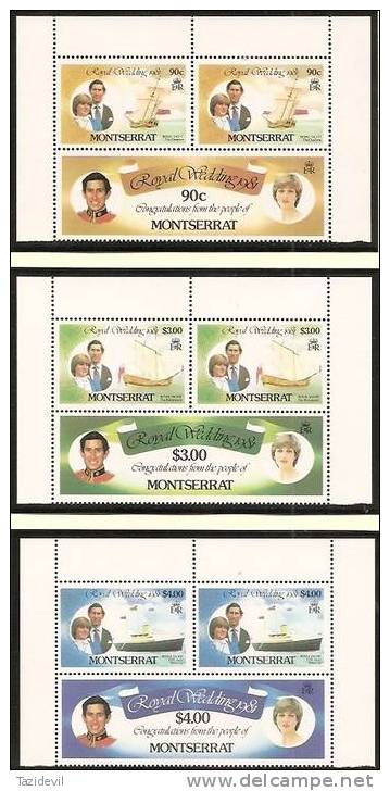 MONTSERRAT - 1981 Lady Diana Royal Wedding (includes Extras). Scott 465-70. MNH ** - Montserrat