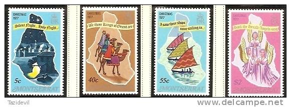 MONTSERRAT - 1977 Christmas - Ships, Maps. Scott 377-80. MNH ** - Montserrat