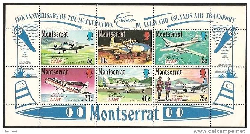 MONTSERRAT - 1971 Planes Souvenir Sheet. Scott 273a. MNH ** - Montserrat