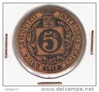 MONNAIE De Nécessité BRIVE La Gaillarde , 5 Centimes Union Commerciale 1917 ! - Autres & Non Classés