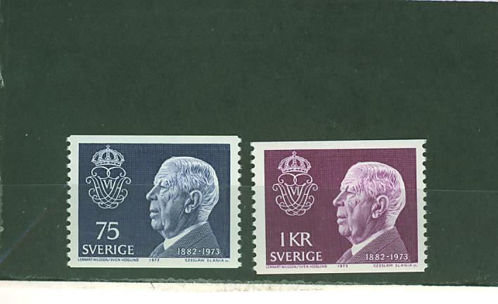 4S0112 Commemoration De La Mort Du Roi Gustave VI Aldolphe 794 à 795 Suede 1973 Neuf ** - Unused Stamps